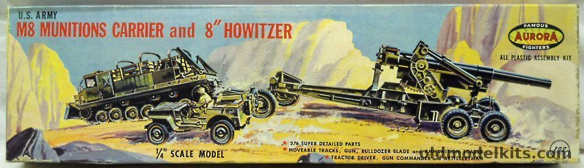 Aurora 1/48 M8 Munitions Carrier and 8 inch Howitzer, 310-198 plastic model kit